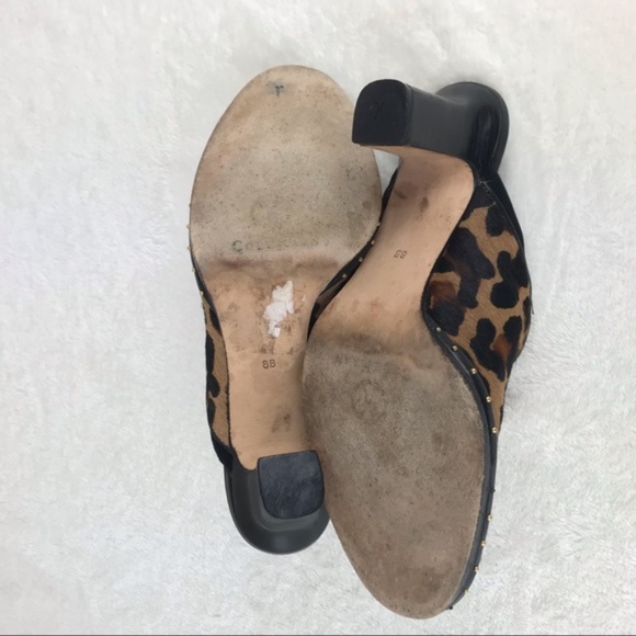 Cole Haan Calf Hair Mules Heels Leopard Print 8 - Picture 7 of 8